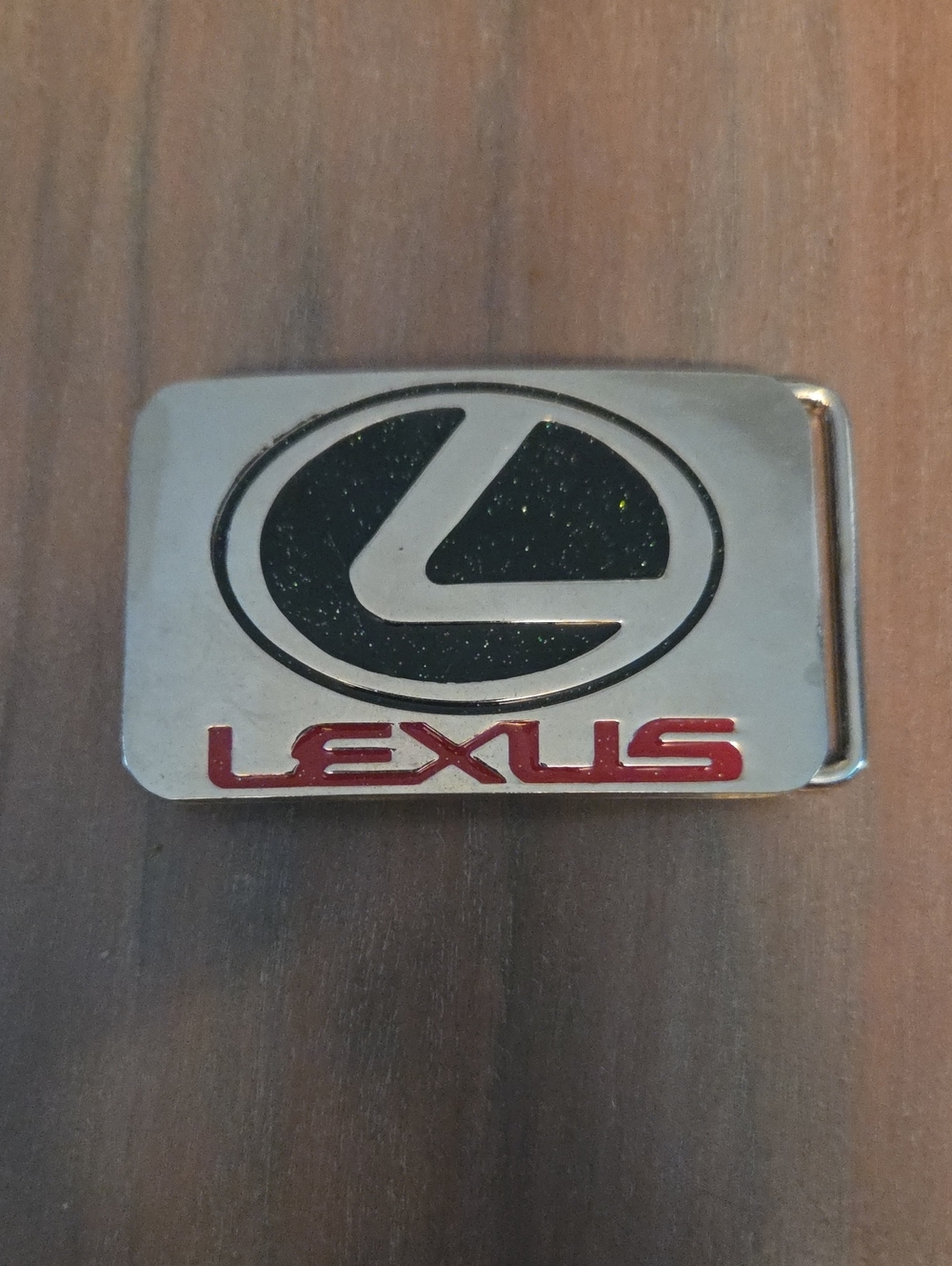 vintage rectangular Lexus logo belt buckle